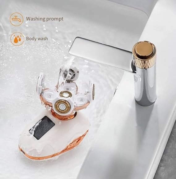 5-Head Electric Shaver with LED Display – White & Rose Gold