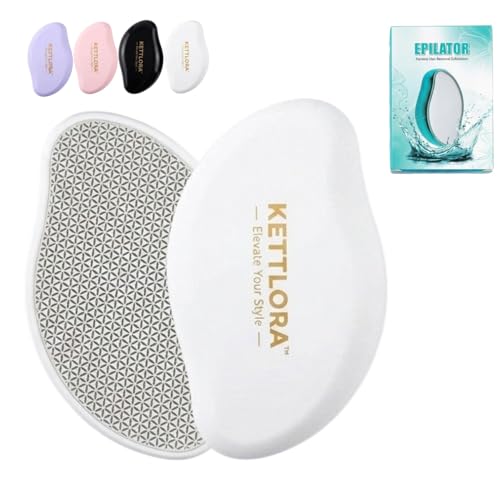 Kettlora Crystal Hair Removal Tool Epilator, Reusable Nano Glass Hair Eraser for Body, Painless for Arms and Legs, (WHITE)