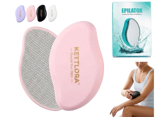 Kettlora Crystal Hair Removal Tool Epilator, Reusable Nano Glass Hair Eraser for Body, Painless Hair Removal for Arms and Legs, (PINK)