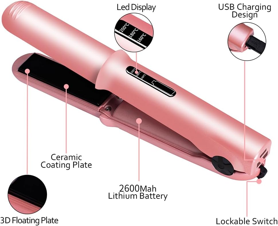 Professional Cordless Hair Straightener – USB Rechargeable