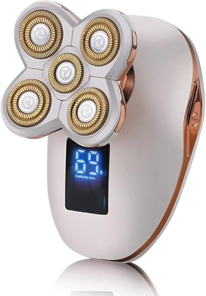 5-Head Electric Shaver with LED Display – White & Rose Gold