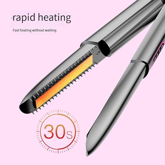 Wireless Cordless Hair Straightener – USB Rechargeable (Grey & Pink)