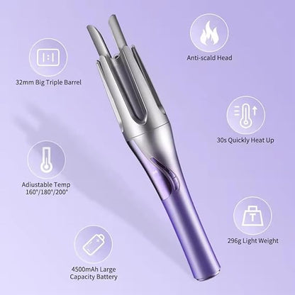 Wireless Automatic Rotating Hair Curler – USB Rechargeable (32mm Barrel)