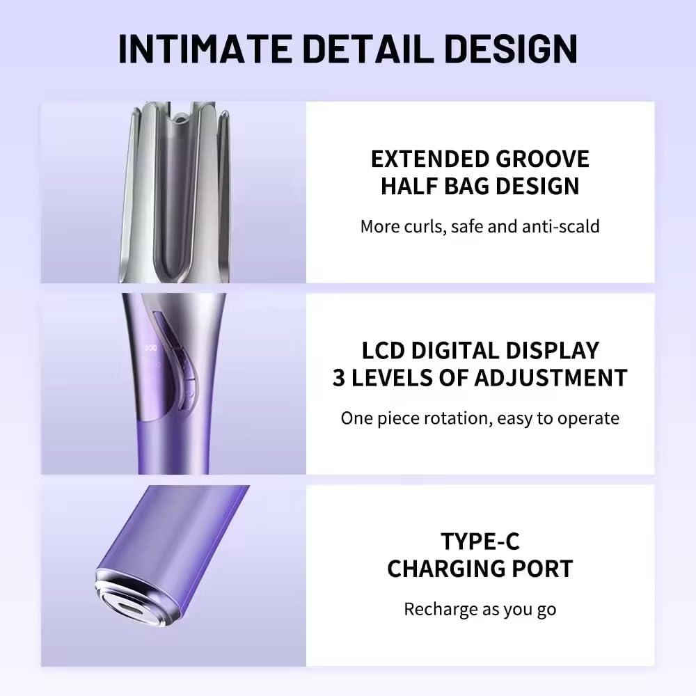 Wireless Automatic Rotating Hair Curler – USB Rechargeable (32mm Barrel)