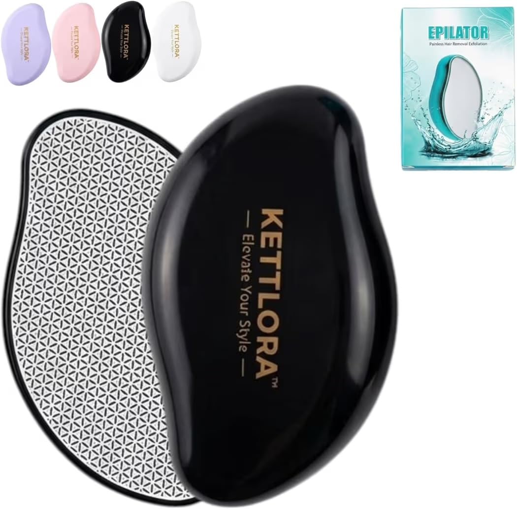Kettlora Crystal Hair Removal Tool Epilator, Reusable Nano Glass Hair Eraser for Body, Painless Hair Removal for Arms and Legs, (PINK)