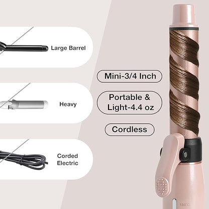 Wireless Cordless Curling Iron – USB Rechargeable (Rose Gold)