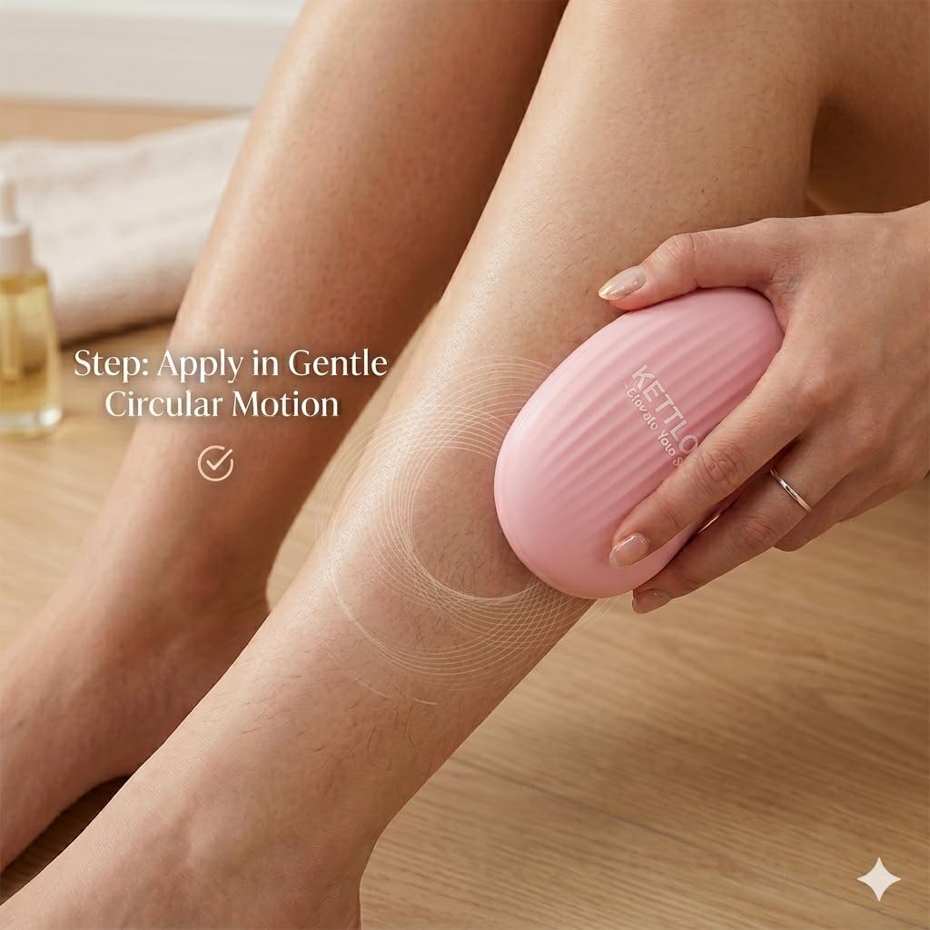 KETTLORA, Bean Shape Nano Glass Hair Remover – Painless Eraser for Women & Men, Reusable,Exfoliated Skin, for Legs, Arms & Back (Light pink)