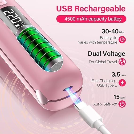 Wireless Cordless Hair Straightener – USB Rechargeable