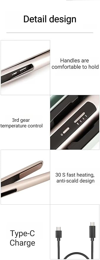 Wireless Cordless 2-in-1 Hair Straightener & Curler – USB Rechargeable