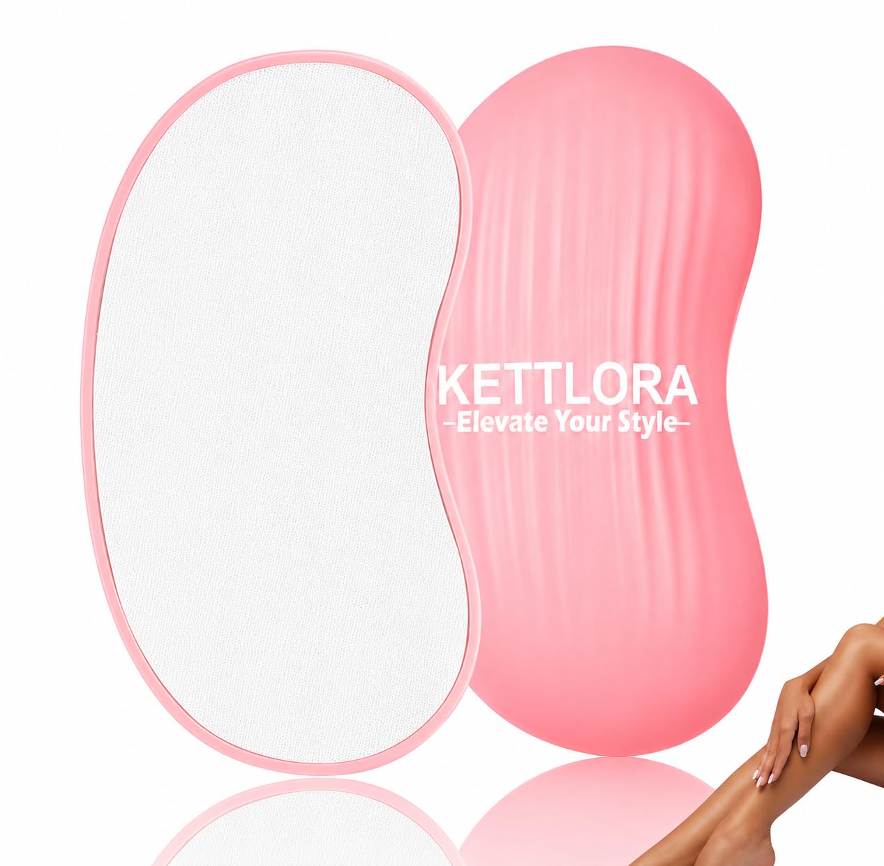 KETTLORA, Bean Shape Nano Glass Hair Remover – Painless Eraser for Women & Men, Reusable,Exfoliated Skin, for Legs, Arms & Back (Light pink)