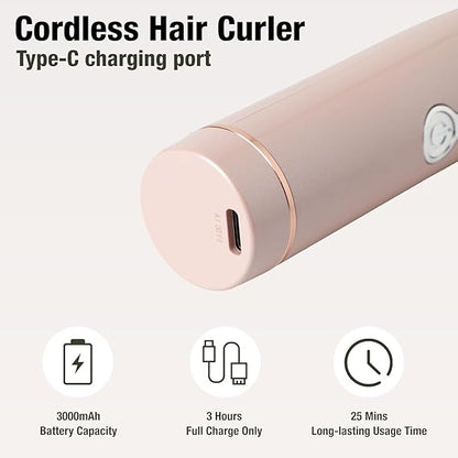 Wireless Cordless Curling Iron – USB Rechargeable (Rose Gold)