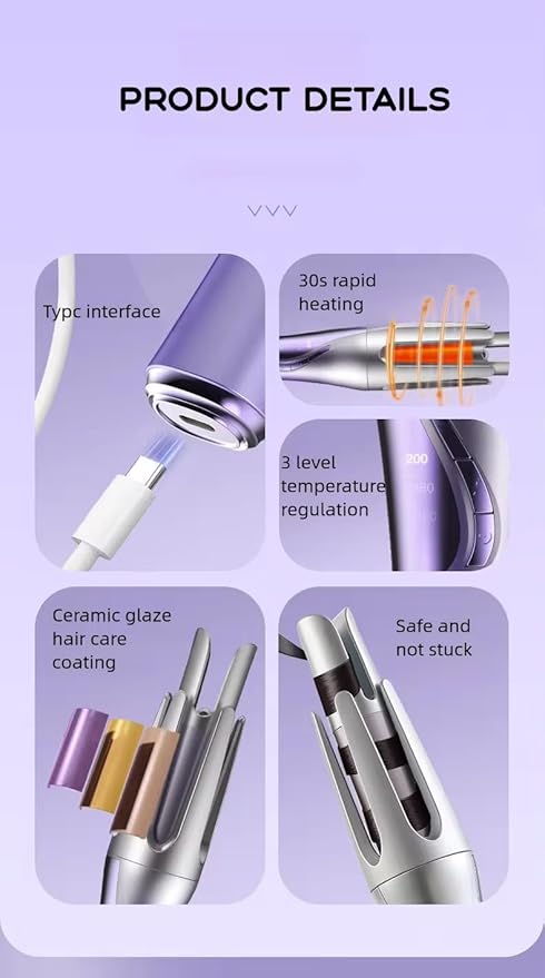 Wireless Automatic Rotating Hair Curler – USB Rechargeable (32mm Barrel)