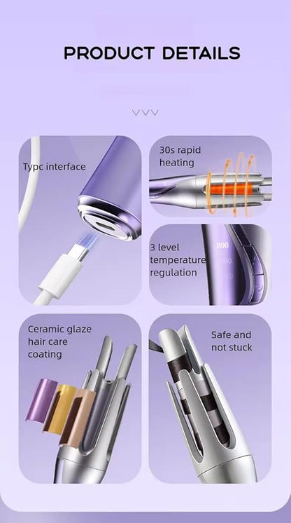Wireless Automatic Rotating Hair Curler – USB Rechargeable (32mm Barrel)