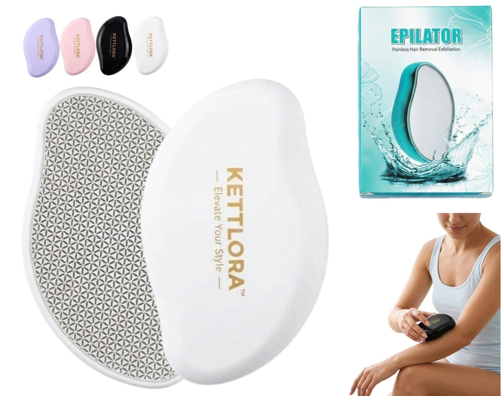 Kettlora Crystal Hair Removal Tool Epilator, Reusable Nano Glass Hair Eraser for Body, Painless for Arms and Legs, purple