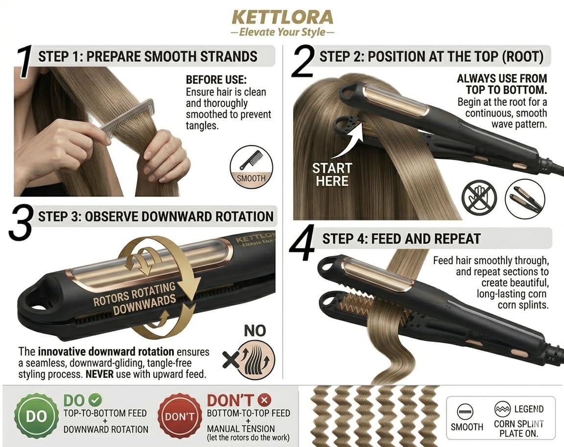 Kettlora CrimpSpinPro Auto rotating Hair Crimper (old school style)