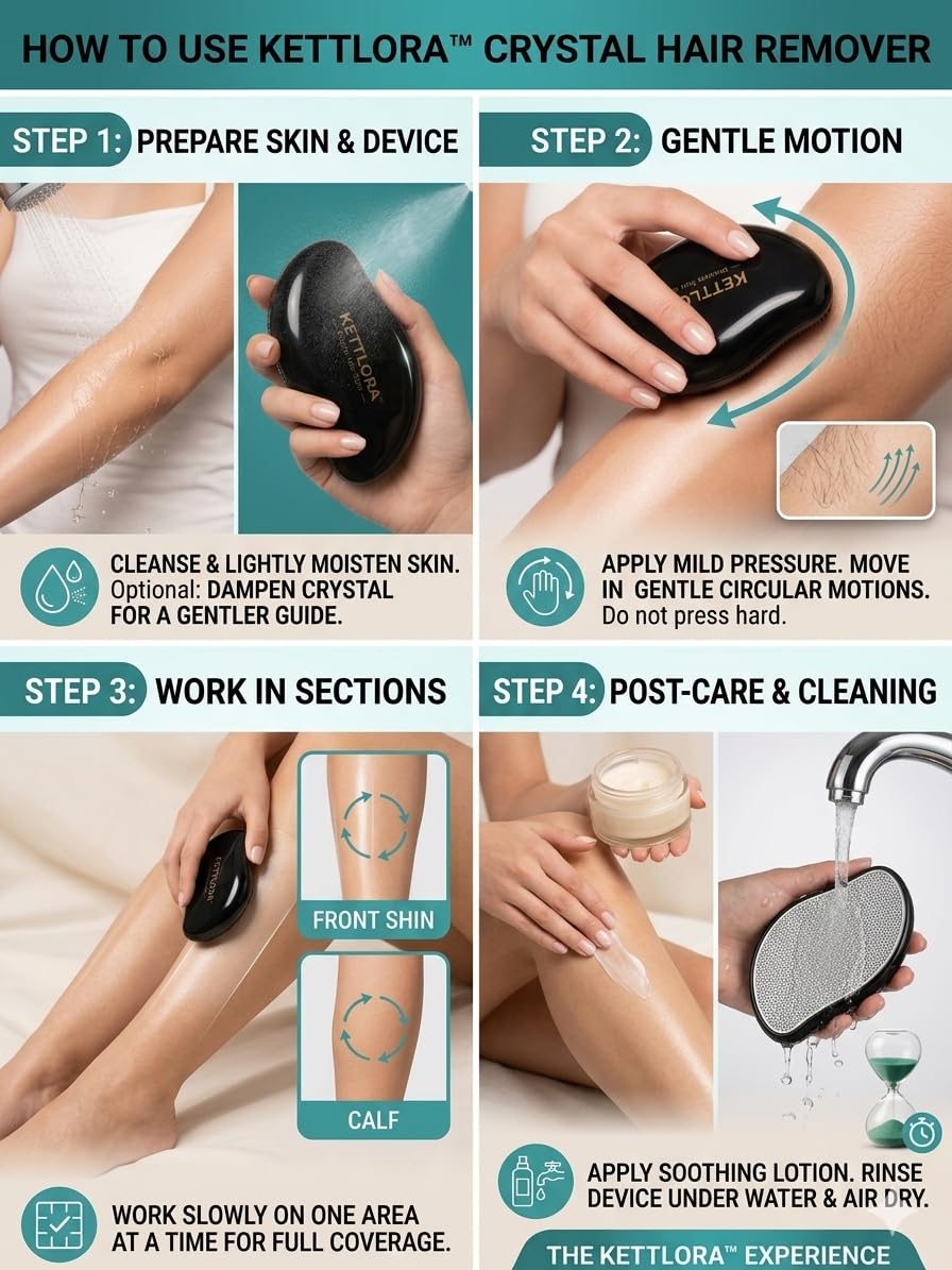 Kettlora Crystal Hair Removal Tool Epilator, Reusable Nano Glass Hair Eraser for Body, Painless for Arms and Legs, purple