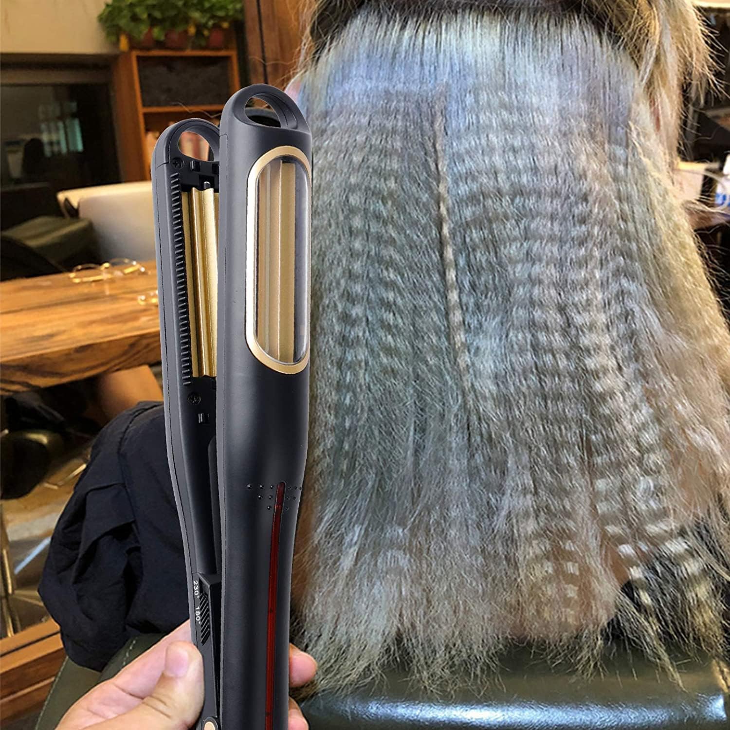 CrimpSpin Pro Automatic Rotating Crimper, Corn Splint Curling Machine, Volumizing Hair, Professional and Home use